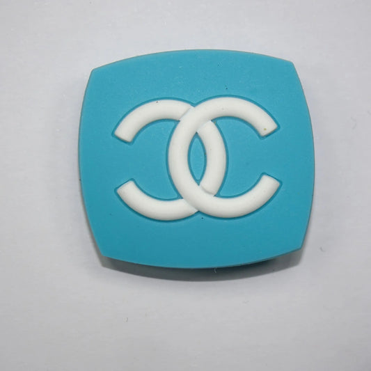 Chanel Double C White On Aqua Shoe Charm
