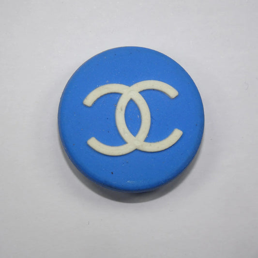 Chanel Double C Round Badge Blue Shoe Charm