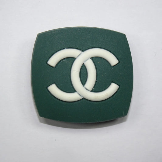 Chanel Double C Badge Dark Green Shoe Charm