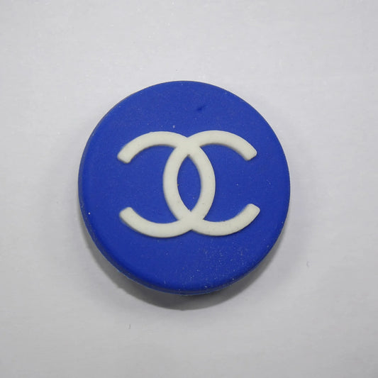 Chanel Double C Round Badge Dark Blue Shoe Charm