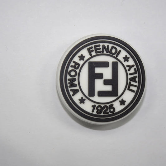 Fendi Round Badge Loge Black On White Shoe Charm