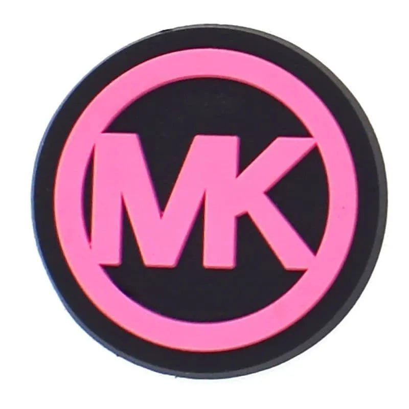 Mk Round Badge Pink Shoe Charm