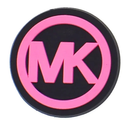 Mk Round Badge Pink Shoe Charm