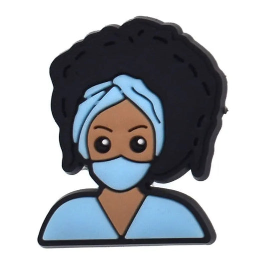 Nurse With Big Hair Shoe Charm