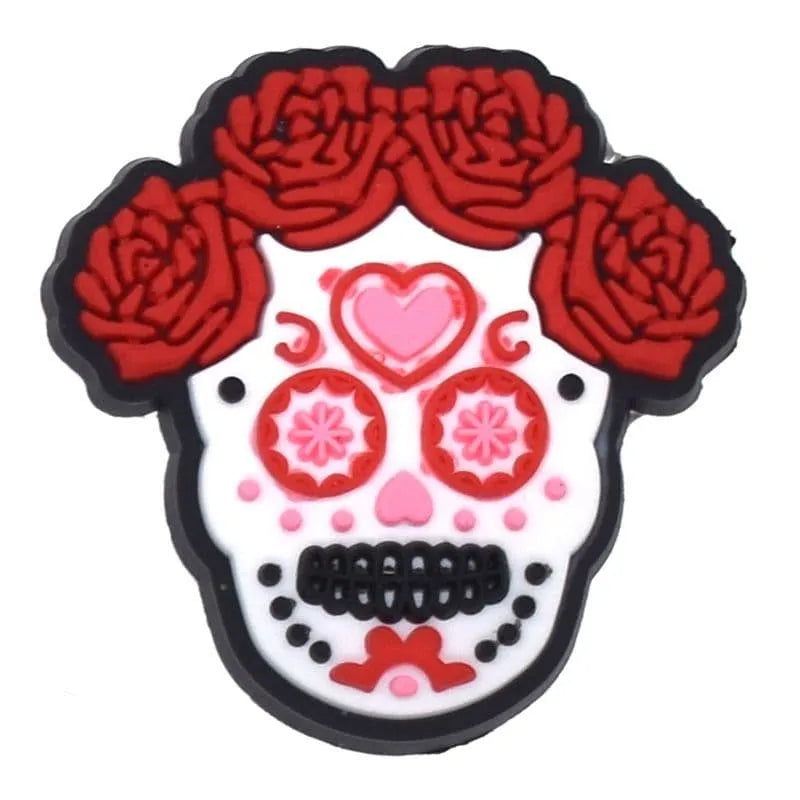 Rose Skull Shoe Charm