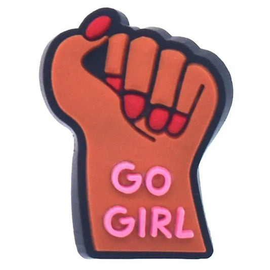 Go Girl Fist Sign Shoe Charm