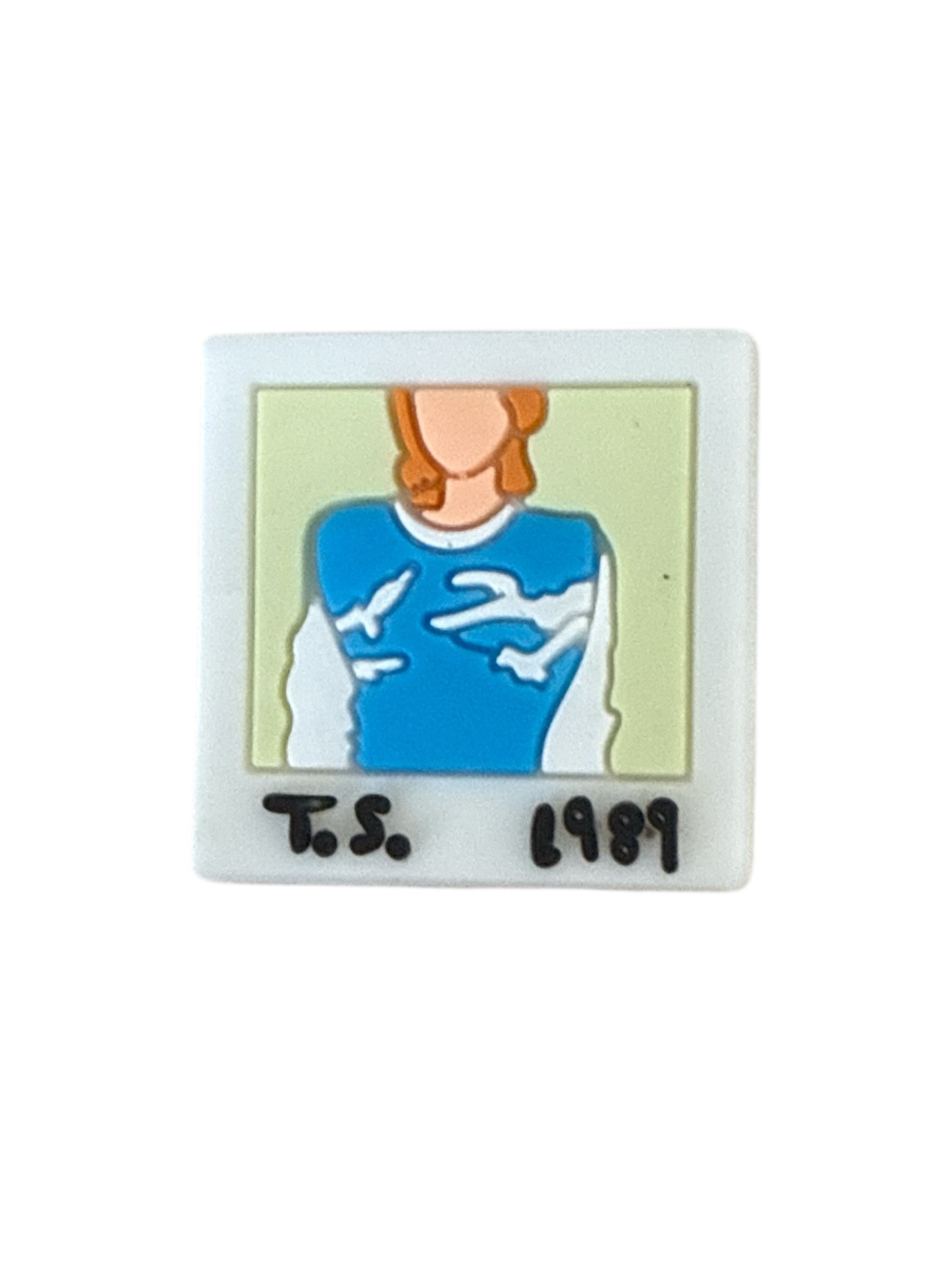 Blue 1989 era pop star polaroid shoe charm for Crocs — dreamy music fan clog charm compatible with all clog-style footwear UK