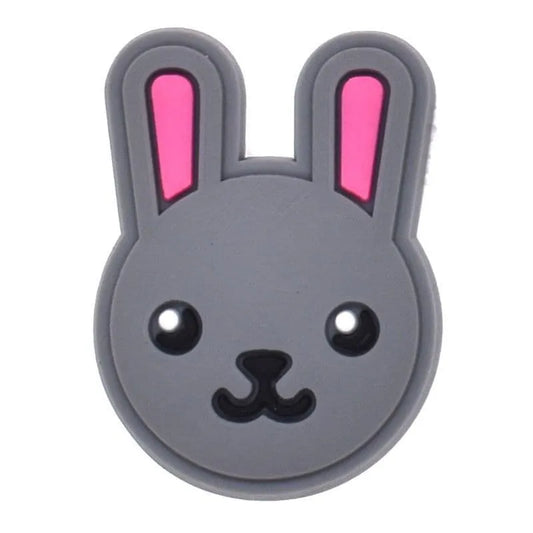 Grey Rabbit Face Shoe Charm