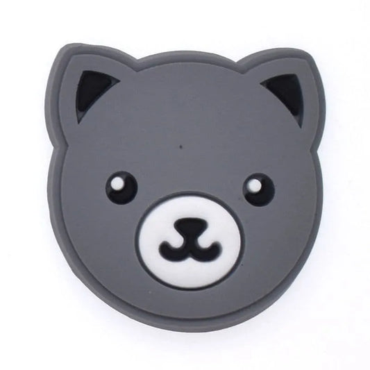 Grey Bear Face Shoe Charm