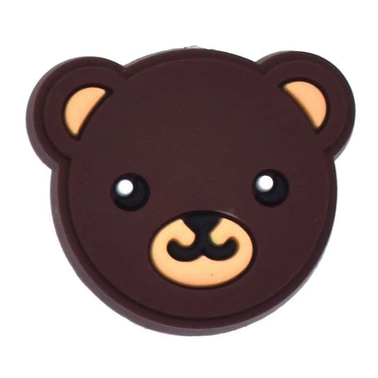 Brown Bear Face Shoe Charm