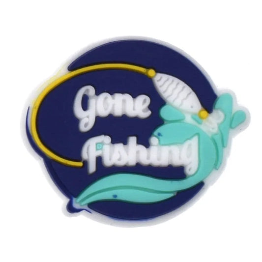 Gone Fishing Badge Shoe Charm