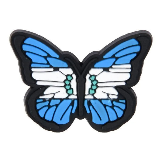 Flag Butterfly Flying Blue/White Shoe Charm