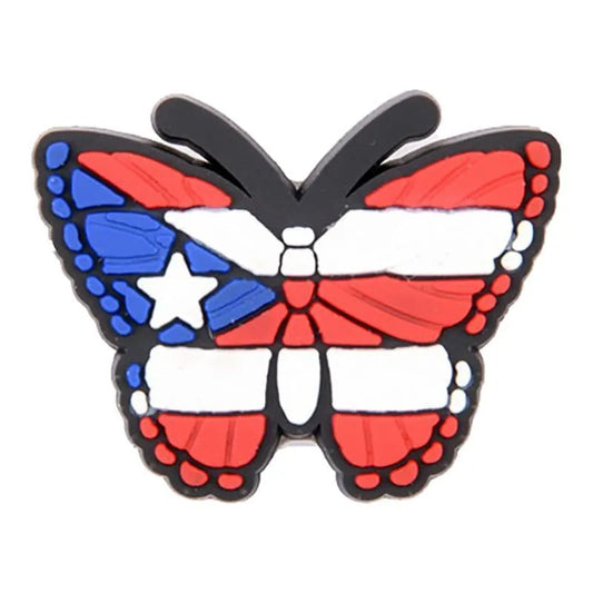 Flag Butterfly Flying Red/White Star Shoe Charm