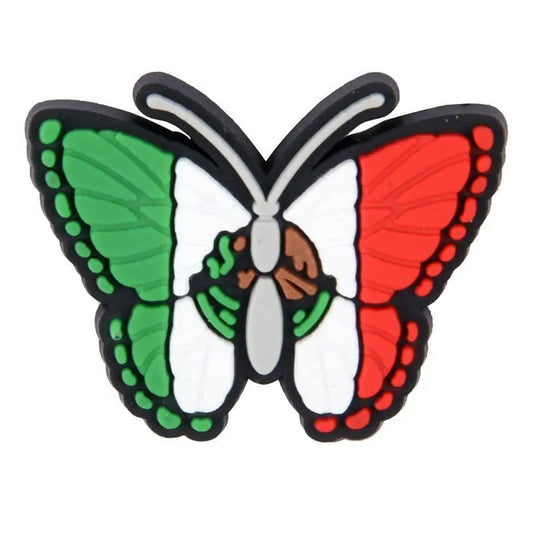 Flag Butterfly Flying Green/White/Red Shoe Charm