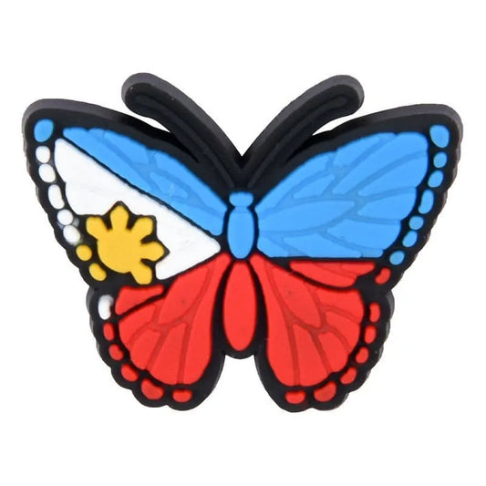 Flag Butterfly Flying Blue/White/Red Star Shoe Charm