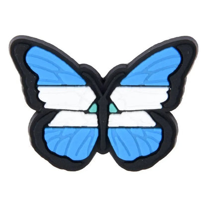 Flag Butterfly Flying Blue/White/Blue Shoe Charm