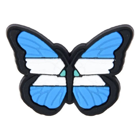 Flag Butterfly Flying Blue/White/Blue Shoe Charm