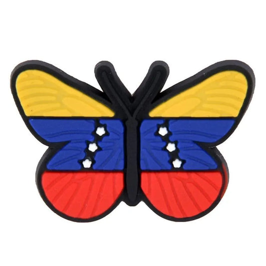 Flag Butterfly Flying Yellow/Blue/Red With Stars Shoe Charm