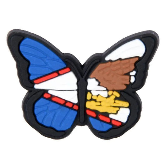 Flag Butterfly Flying Blue/White/Red Shoe Charm