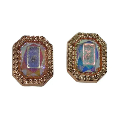 Shoe charms - Shaped square gold flat faceted stone