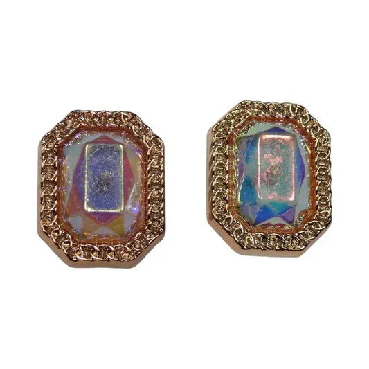 Shoe charms - Shaped square gold flat faceted stone