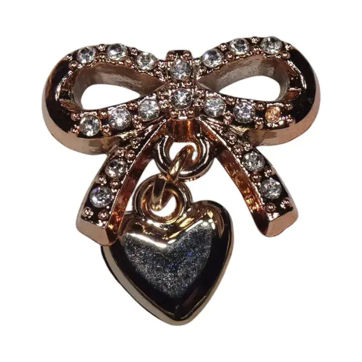 Shoe charm - Love bow with diamonds and hanging heart