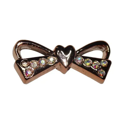 Shoe charm - Heart bow gold  with light ruby stones