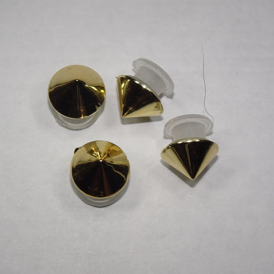 Shoe charms - 4 round pyramid studs gold
