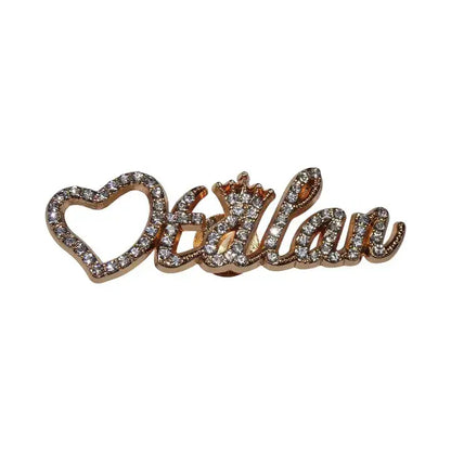 Shoe charms - Heart talan crown gold with diamonds