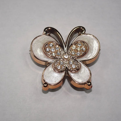 Shoe charm -Pearl & diamond gold butterfly