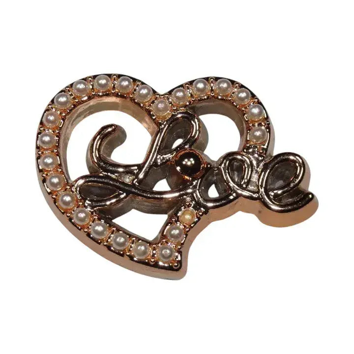 Shoe charm - Diamond on gold Love Heart