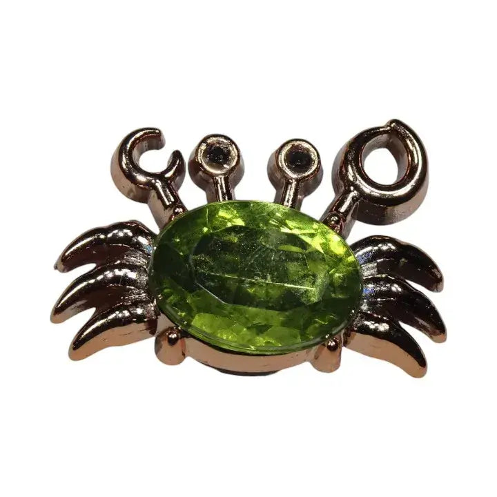 Shoe charm - Gold crab with emerald