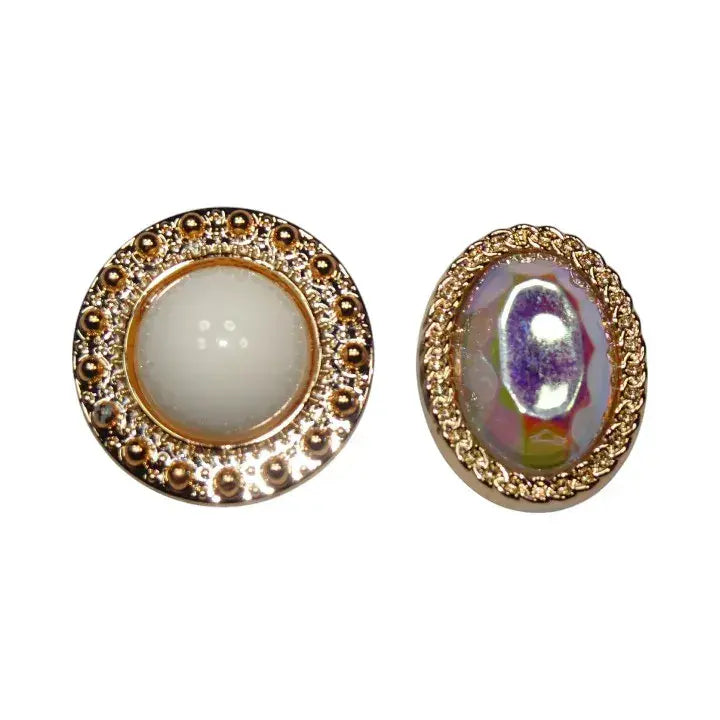 Shoe charms - 2 Pearl & Translucent gold surround