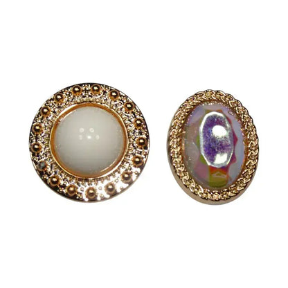 Shoe charms - 2 Pearl & Translucent gold surround