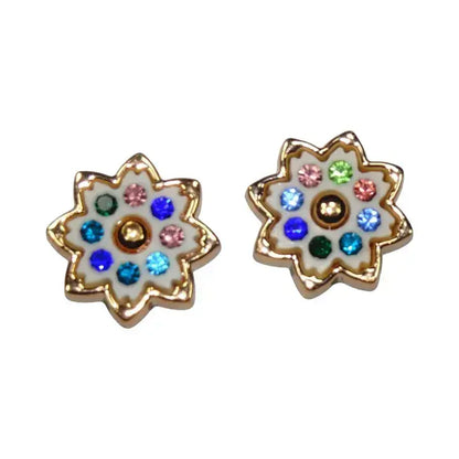 Shoe charms - 2 Coloured stones on white with star surround