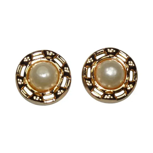 Shoe charms - 2 Pearls with chain gold surround