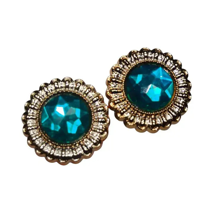 Shoe charms - 2 Tourquise gems wit hgold surround