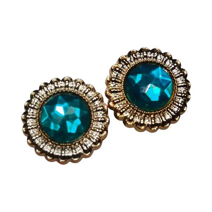 Shoe charms - 2 Tourquise gems wit hgold surround