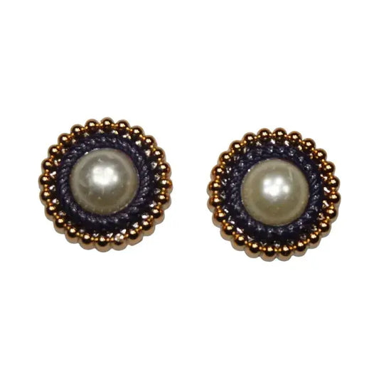 Shoe charms - 2 Pearls with black surround