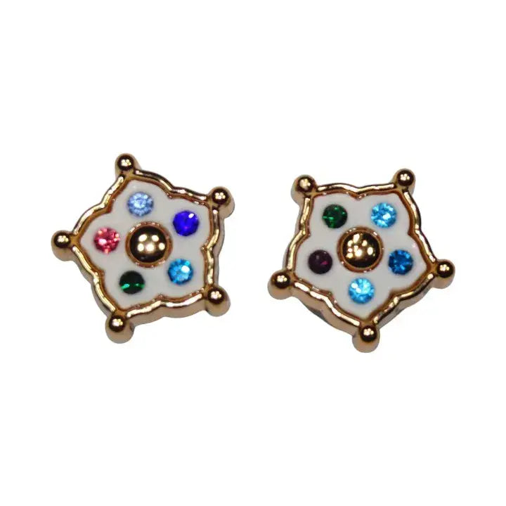 Shoe charms - 2 Gold stars with embedded gems