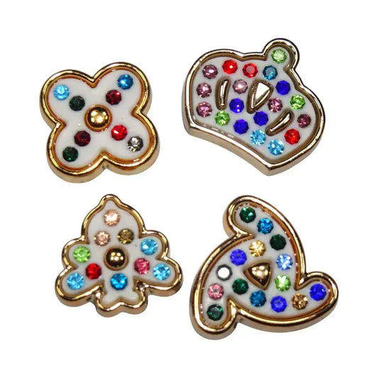Shoe charms - 4 Assorted gems embedded in pearl