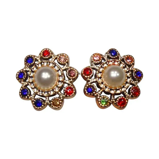 Shoe charms - 2 Gem surrounded pears in gold