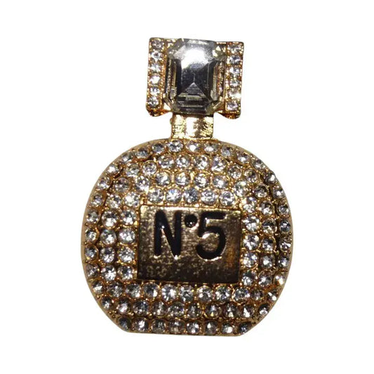 Shoe charm - No 5 Perfume bottle diamonds in gold