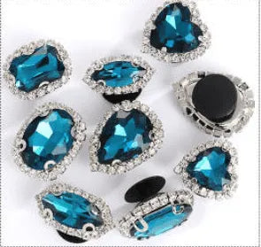 Shoe charms - Light Blue Rhinestone Chrystal gems  10 assorted shapes