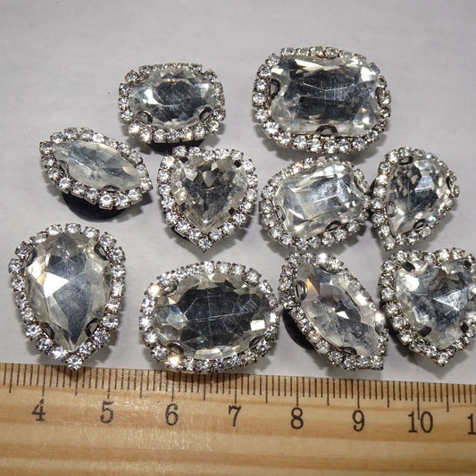 Shoe charms - Diamond Rhinestone Chrystal gems  10 assorted shapes