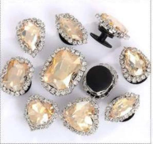 Shoe charms - Light Yellow Rhinestone Chrystal gems  10 assorted shapes
