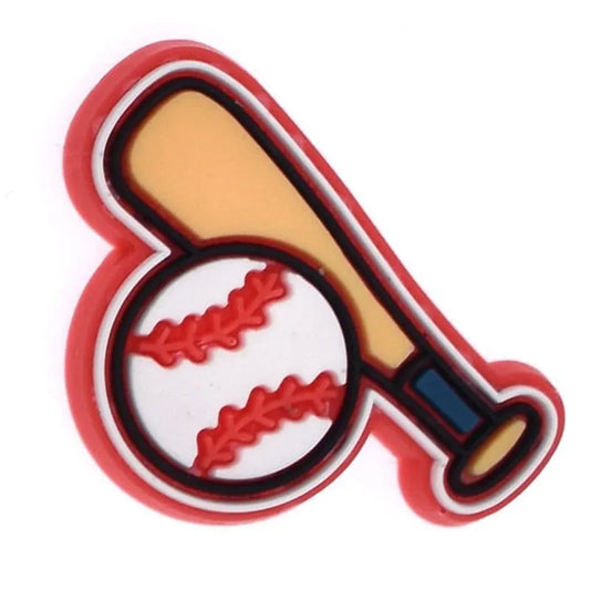 Baseball Bat & White Ball Shoe Charm