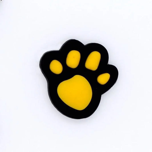 Yellow On Black Shaped Puppy Paw Print Shoe Charm