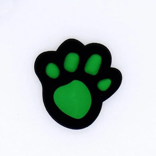 Green On Black Shaped Puppy Paw Print Shoe Charm