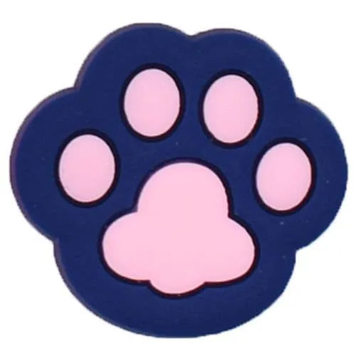 Pink On Black Shaped Paw Print Large Shoe Charm